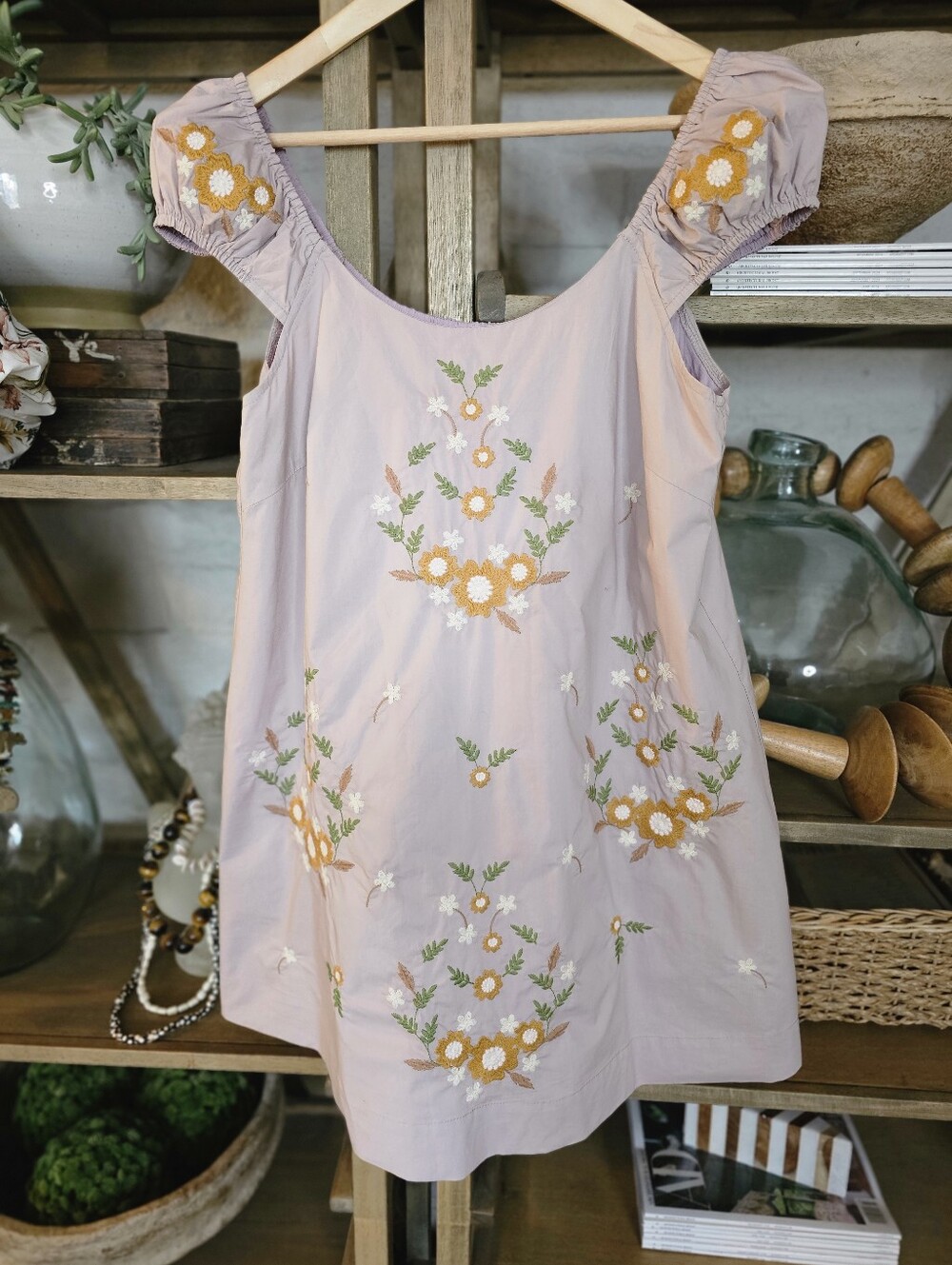 MABLE Wildflower Embroidered Babydoll Dress  NWT Size S